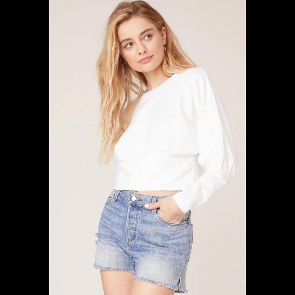 Sleeve Me Be White BB Dakota Cropped Top Size Large